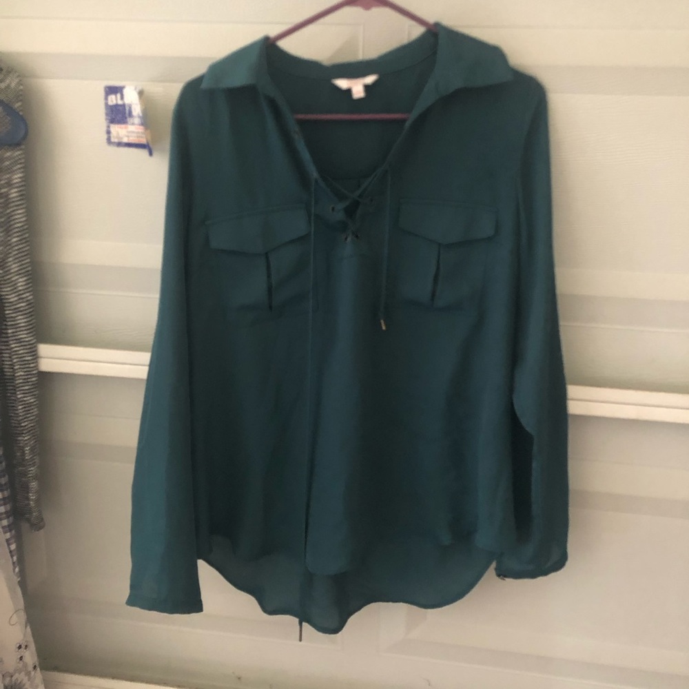 Long sleeve lace up top